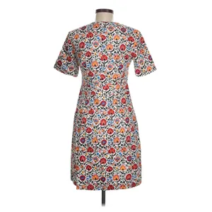Boden Floral Shift Dress Womens 6L White Red Retro Mod Cotton Enchanted thumbnail 4