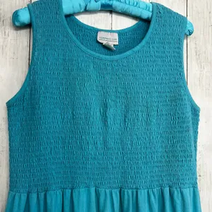 Company One Blue Chore Dress L Distressed Stained Garden Work Artist Smock thumbnail 6