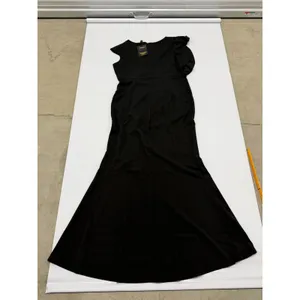 Woosea Black Ruffle Mermaid Evening Gown Asymmetrical Slit Formal Dress size‎ XL thumbnail 8