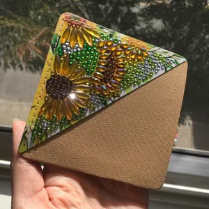 Diamond Art SUNFLOWERS 03 Corner Bookmark, Colorful, Sparkly, Bling, Gold, Brown thumbnail 6
