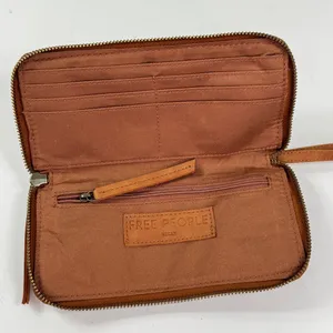 Free People Faux Leather Zip Around Wristlet‎ Wallet Tan thumbnail 6