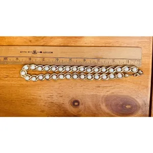 Vintage Gold Tone Chunky Heavy Gold Link w/Faux‎ Pearl 16" Necklace thumbnail 6