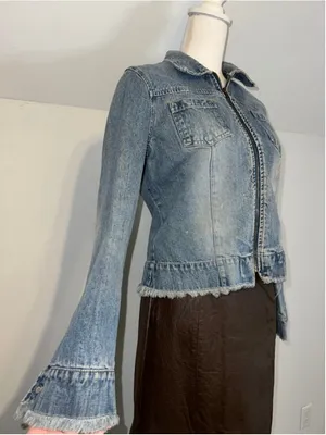 Women's Y2K 2000s Faded Glory Blue Jean Jacket M thumbnail 7