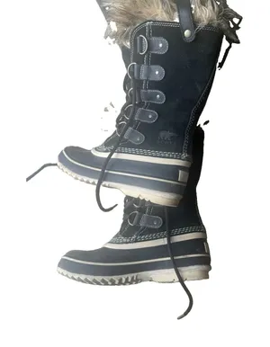 SOREL Joan of Arctic II BLACK SUEDE Faux Fur WATERPROOF BOOTS Womens 5 thumbnail 1