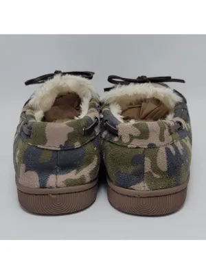 Club Room Faux Fur Lining Camouflage Moccasin Slip On Boat Shoes Size M 8-9 thumbnail 3
