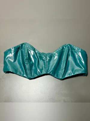 SAVAGE X FENTY Dark Green Faux Leather Bandeau Top thumbnail 3