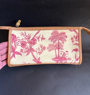 Tommy Bahama Yellow & Pink Tropical Print Cosmetic/Toiletry Bag thumbnail 9