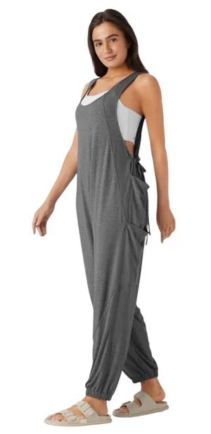 Halara - NWT Gray Sleeveless Drawstring Pocket Harem Jumpsuit Sz M thumbnail 1