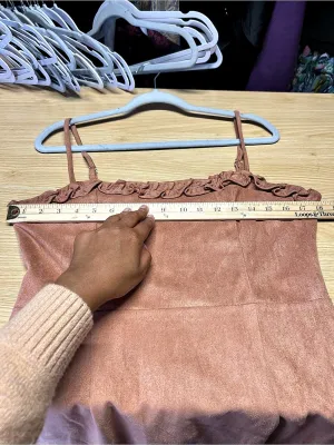 FIKA the BRAND Faux Suede Ruffle Mini Dress Brown Size L thumbnail 12