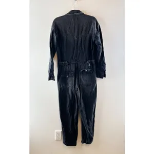 Free People Townes Straight Leg Coverall Jumpsuit Black Denim XS thumbnail 5
