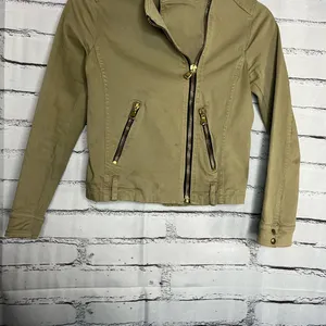 Zara BASIC Tan Cargo Utility Jacket XS Full Zip Asymmetrical Y2K Streetwear thumbnail 4