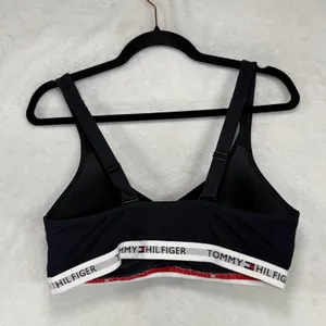 Tommy Hilfiger L Signature Logo Push-Up Bralette Black Wireless Sporty Bra Soft thumbnail 4
