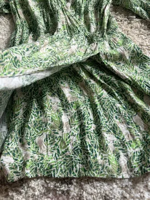 CAbi Green Tropical Print Surplice Dress Size S thumbnail 7