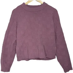 Abercrombie & Fitch Pink Checkered Textured Knit Pullover Crew Neck Sweater Sz M thumbnail 1
