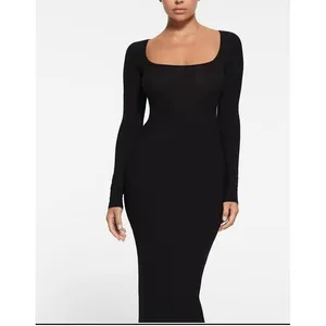 Skims Women's Soft Lounge Long Sleeve Dress‎ Onyx, Size 3X F-148 thumbnail 5