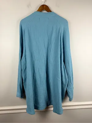 We The Free Summer Daydream gauze Button down in blue size large thumbnail 10