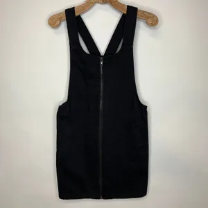 Forever 21 Black Denim Overall Dress Sz Small thumbnail 5