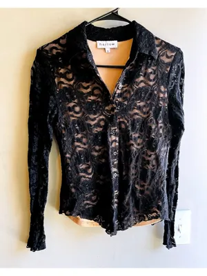 Harlow Black Lace WhimsiGoth Romantic Top Small thumbnail 1