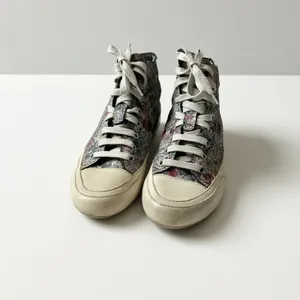 Candice Cooper High Top Leather Floral Printed Sneakers Cream Size 37 EU 6.5 US thumbnail 3