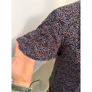 Maeve Anthropologie Blue Ditsy Floral Choker Blouse Cutout Flutter Sleeve Top thumbnail 2
