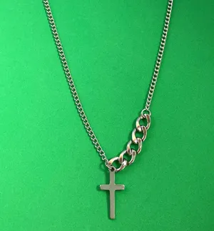 Titanium Steel Cross Pendant Necklace for Men Women thumbnail 1