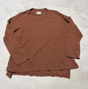 PACT Brown Long Sleeve Crewneck shirt medium organic cotton thumbnail 1