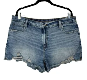 Aerie Daydream Denim Shorts Sz XL Distressed Light Wash Stretch Jean Short thumbnail 2