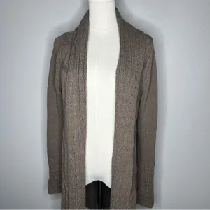 Angel of the North Anthropologie Brown Romi Cable Longline Open Front Cardigan thumbnail 6