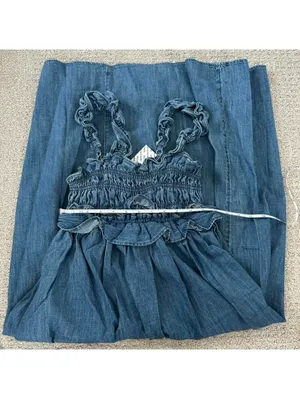 UO Kimchi Blue Cotton Kenzie Empire Waist Bow Denim Midi Dress NWT XS thumbnail 5