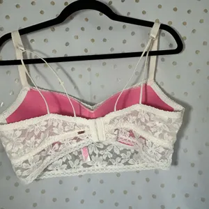 PINK Victoria's Secret Floral Lace Bralette in Cream thumbnail 3