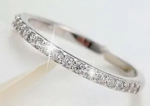 NEW Dainty 14k Gold Plated S925 Simulated Diamond Band Ring, Adjustable Band‎ thumbnail 1