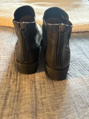 Comfortiva Black Leather Ankle Booties - Minimalist Zip Back thumbnail 4