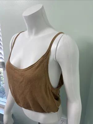 Free People Cropped Linen Tank Top Large thumbnail 2