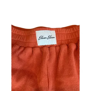 Eleven Eleven Thermal Shorts Waffle Knit Orange Elastic Waist Lounge Medium thumbnail 5
