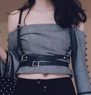 Black Punk O Ring Harness Rave Bondage New thumbnail 1