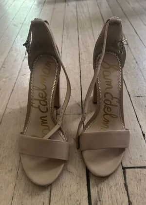 Sam Edelman Nude Beige Strappy Block Heel Sandals thumbnail 1