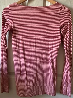 Brandy Melville Pinstriped Long Sleeve Boatneck Fall Top Indie Sleaze Y2K Party thumbnail 6