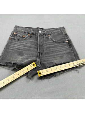 Levis 501 Original Black Cut Off Denim Jean Shorts Womens 24 High Rise Raw Hem thumbnail 4