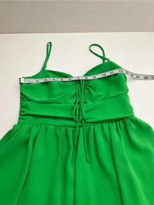 Amanda Uprichard Kelly Green Tiered Mini Dress Cutout‎ Front Summer Womens XS thumbnail 7