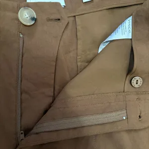 Vince High Waist Straight Leg Pant in Pecan Tan Linen Blend Minimal Plus Size 14 thumbnail 4