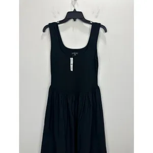 J.Crew Drop Waist Mixy Dress Midi Cotton A Line Minimalist Black Small NWT thumbnail 6