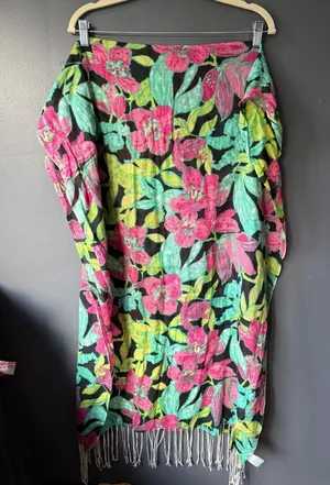 Lilly Pulitzer Floral Silk Cashmere Shawl Wrap with Fringe thumbnail 1