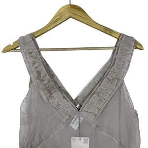 NWT Zara Ruffled Pleated Crossover Tank Top Cream Romantic Ethereal Size M thumbnail 2
