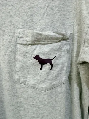 Victoria's Secret PINK Gray Long Sleeve Pocket T-Shirt Graphic Back Logo M thumbnail 3