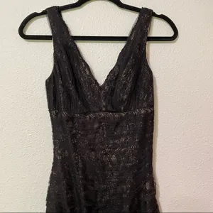 Monique Lhuillier Black Lace Sleeveless Mermaid Dress Formal Womens 0 Whimsigoth thumbnail 3