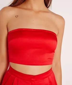 Satin Strapless Bandeau Crop Top NWT thumbnail 3