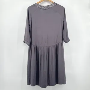 Garnet Hill Gray‎ Embroidered V Neck 3/4 Sleeve Dropped Waist Dress Size 8 thumbnail 8
