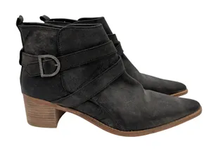 Free People Back Loop Black‎ Leather Ankle Boots Buckle Pointed Toe 41 US 10-11 thumbnail 1
