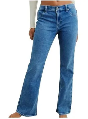 Aerie Denim Baby Flare Jeans Medium Western‎ Boho Stretch Trouser Hippie Summer thumbnail 1