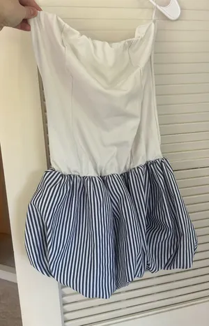 Blue and White Bubble Mini Dress Size M thumbnail 1